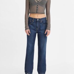 Levi's women’s Dark Blue Low Pro Straight Jeans w/ custom paint splatter sz 26